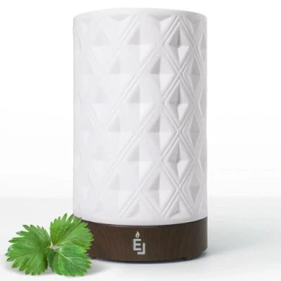 Imagen de Difusor de Aceite Esencial Earnest Living para el hogar aromaterapia cerámica Blanca Temporizador 100 ml Luces nocturnas y función Apagado automático Oficina Aroma eléctrico