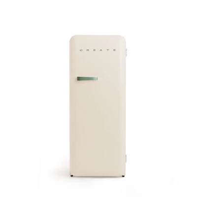 Imagen de CREATE / RETRO FRIDGE 150 SAGE/Frigorífico blanco roto maneta verde sage con congelador 281L 102W, bajo consumo, 150cm, 3 estantes, regulador temperatura, botellero, 60x60x150cm