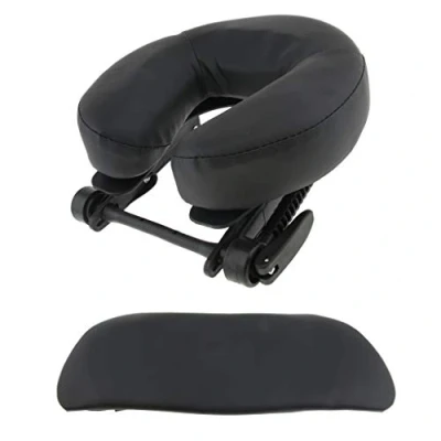 Imagen de sharprepublic Reposacabezas para Mesa de Masaje, Altura Ajustable, cojín Suave Boca Abajo con Funda Piel sintética, reposabrazos Colgante, Paquete 3, Color Negro