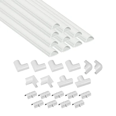 Imagen de D Line Mini Canaletas adhesivas de PVC para cables, Multipack 10 piezas (30x15mm) 40cm longitud (4 metro) en color blanco Solución organizar, proteger y cubrir cables