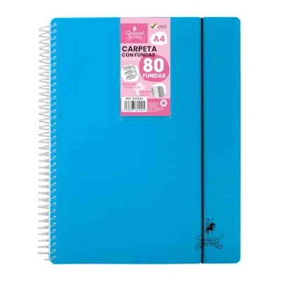 Imagen de Starplast Carpeta Con Fundas Espiral Flexible Organizadores, 80 fundas, Transparentes Lisas, A4, Tapa Plástico Resistente, Uso Escolar, Personal o de Oficina Color Azul.