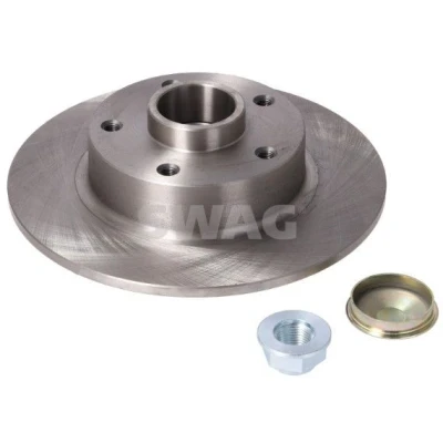 Imagen de SWAG 60 93 8307 Disco de freno Eje trasero 260 8 5 114,3 macizo aceitado con cubierta grasa, cojinete rueda, anillo sensor ABS RENAULT: Clio 4