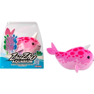Imagen de Lansay ZHU Aquarium Coral Le Narval Rosa Peluche Suave e Interactivo para niños a Partir de 4 años Mini Universo Subacuático Encantado Animal Rigolo No Necesita Agua