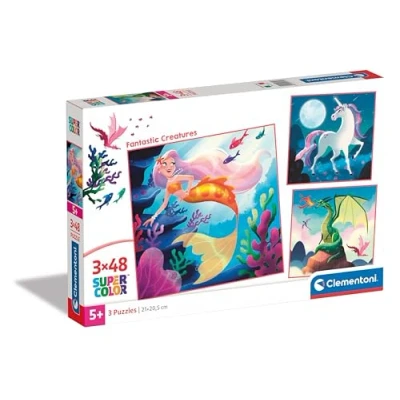 Imagen de Clementoni Dragón Fantastic Creatures 3 Supercolor Puzzles Infantiles De 48 Piezas, para Niños 5 7 Años, Desarrolla La Concentraciòn Mentàl Y Logica, 25319, Multicolor