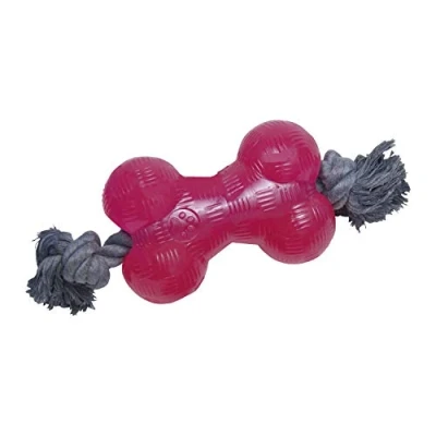 Imagen de Hueso TPR con Cuerda Gloria para Perros Tamaño 8.89 cm Material Resistente Interactivo Flexible Juguete Masticar Juguetes Color Rosa