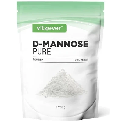Imagen de D Manosa en polvo 250 g (suministro para 4,1 meses) De fermentación vegetal Puro y natural Sin aditivos Vegano
