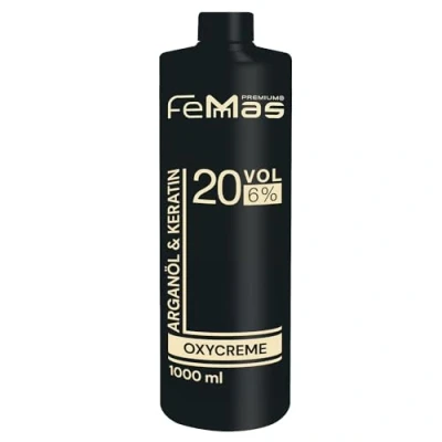 Imagen de FemMas Oxycreme 1000 ml (6%), oxidante profesional para teñir el cabello, fácil aplicación y adherencia óptima, un desarrollo perfecto uniforme del color