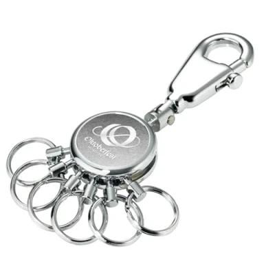 Imagen de TROIKA Oktoberfest Llavero con mosquetón Patente metal Accesorios el Wiesn 6 anillos intercambiables, cromado original, plateado, 9 x 5,8 1 cm