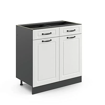 Imagen de Vicco Mueble bajo de Cocina R Line, Blanco casa Campo/Antracita, 80 cm sin encimera