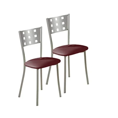 Imagen de ASTIMESA SCMCBU Dos sillas de Cocina, Metal, Burdeos, Altura Asiento 45 cms