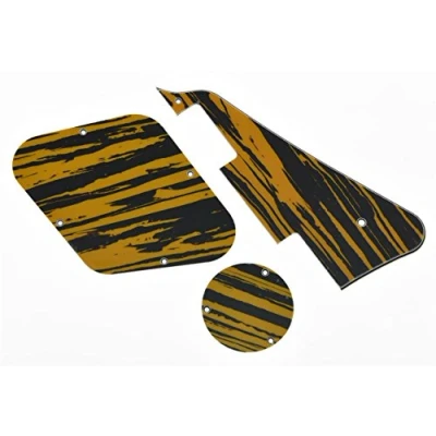 Imagen de KAISH Tawny Stripe LP Golpeador y placa de interruptor trasera cubierta cavidad para Gibson Les Paul