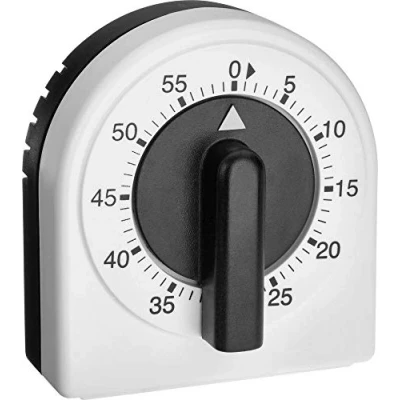 Imagen de TFA Dostmann Reloj analógico de cocina, 38.1041, ajustable hasta 60 minutos, mecánico, sin pilas, negro y blanco