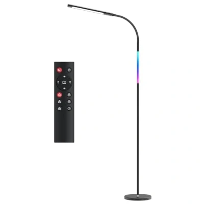 Imagen de tomons LED Lámpara de pie Regulable, RGBIC con Temporizador y Función Memoria, Brillo Temperatura del Color Ajustables sin Escalas, Control Táctil, para Salón, Dormitorio,Oficina