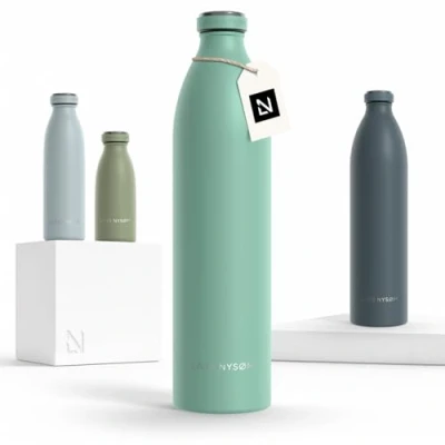 Imagen de Lars NYSØM Botella de Acero Inoxidable aislada 1,5l Agua 1,5 litro a Prueba Fugas para Deportes, Bicicleta, Perro, (Aqua Turquoise, XL 1500ml)
