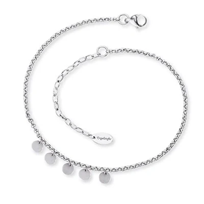 Imagen de Engelsrufer Tobillera para mujer con perlas o circonitas, plata de ley 925 rodiada Acero inoxidable, longitud ajustable, sin níquel, apta alérgicos, Länge 22 + 5 cm, No es una