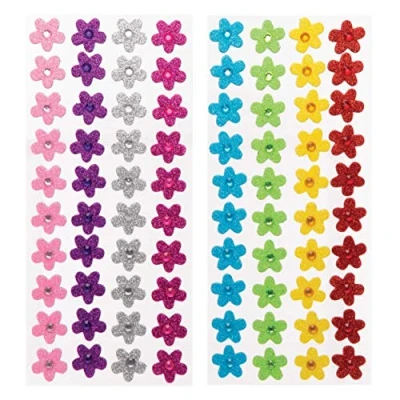 Imagen de Baker Ross Pegatinas de Flores Espuma con Joyas (Pack 80) Manualidades Primavera para niños