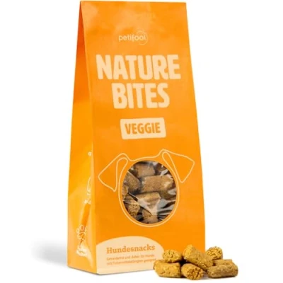 Imagen de petifool Nature Bites Veggie Aperitivo Natural para Perros Frutas y Verduras sin aditivos Artificiales Cereales Vegano 200 g de fabricación Alemana