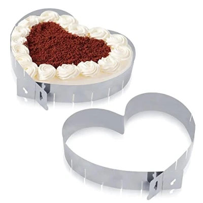 Imagen de 2 Piezas Moldes Corazon Tarta, Molde Reposteria, Corazón Desmontables para Tartas, Diseño de Moldes, Sin Base, Acero Inoxidable Forma