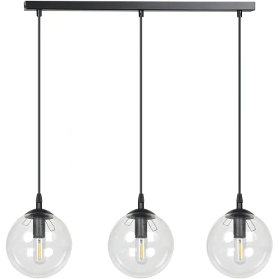 Imagen de EMIBIG LIGHTING Lámpara colgante de cristal, 3 luces, recta, negra, transparente, cristal