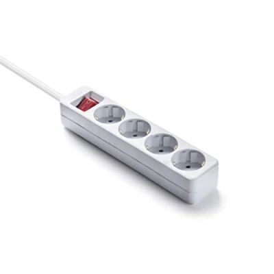 Imagen de FAMATEL Regleta ecosockets 4 tomas Enchufes con Interruptor de encendido 3 Metros Hasta 3680W Protección Infantil Orientación a 45o Evita consumos fantasma Blanco
