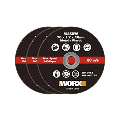 Imagen de WORX WA6076.3 3 unidades Discos de corte metal Para cortadora WX801 (76 mm) 76x1,2x10mm y plástico