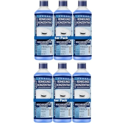 Imagen de 6 x 1000 ml limpiador para robot concentrado aroma extra fresco sin rayas ni espuma + vaso dosificador de suelos, etc.