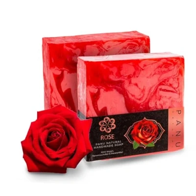 Imagen de Panu Soaps Rosa Jabón de Ducha Vegano para Todo Tipo Piel Natural como Gel Sólido y Champú