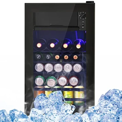 Imagen de kubeier Mini frigorifico, Nevera con Puerta de Cristal para Oficina habitación, Bebidas silenciosa 6 l + 70 l, Aperitivos, cosméticos, estantes Ajustables
