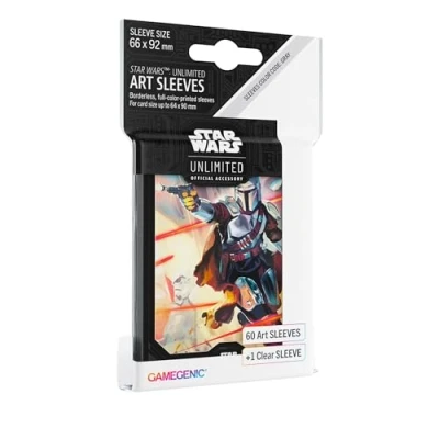 Imagen de Gamegenic Star Wars: Unlimited Art Sleeves Mandalorian Pack de 60 Fundas Ilustradas con Diseño Oficial y 1 Funda Transparente Optimizado para Was Otros LCGs TCGs