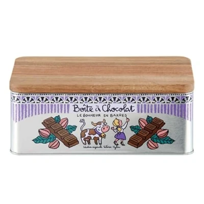 Imagen de DLP Caja de chocolate con tapa madera, diseño la felicidad en barras
