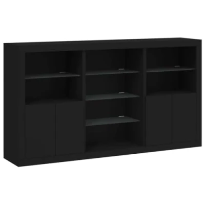 Imagen de vidaXL Aparador con Luces LED Negro 181,5x37x100 cm