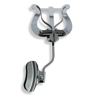 Imagen de Soundman® Lira para Trombón Soporte Clip de partituras Con tuerca fijar en la campana Atril Marcha Niquelada