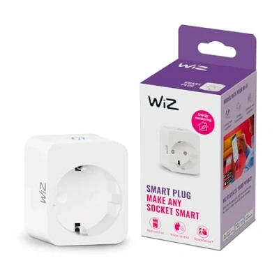 Imagen de Enchufe inteligente WiZ con medidor consumo, Control por Voz/App, Alexa y Google Home, Tecnología SpaceSense