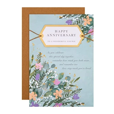 Imagen de Hallmark Tarjeta de aniversario para una pareja especial, diseño floral clásico con versículo sincero