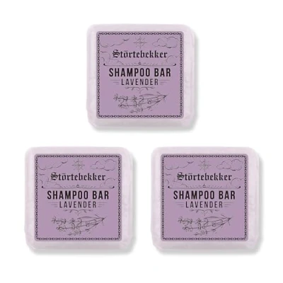 Imagen de Störtebekker® Premium Champú sólido Lavanda (x3) vegano hecho a mano para hombre y mujer cuidado de ducha perfumado la piel el cabello hidratante Bar 100g x3