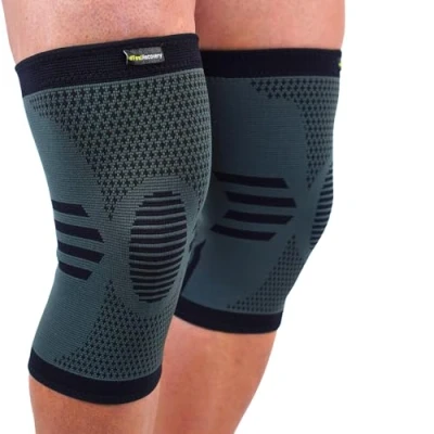 Imagen de 2 Rodilleras Deportivas de Compresión Hombre/Mujer Elásticas para Menisco y Ligamento Correr, Baloncesto, Crossfit, Trabajo Transpirable Antideslizante (Negro, Large)