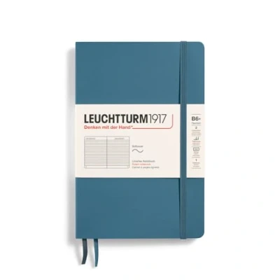 Imagen de LEUCHTTURM1917 365644 Libreta Paperback (B6+) 125 x 190 mm, Tapa Blanda, 123 páginas numeradas, Stone Blue, Lineas