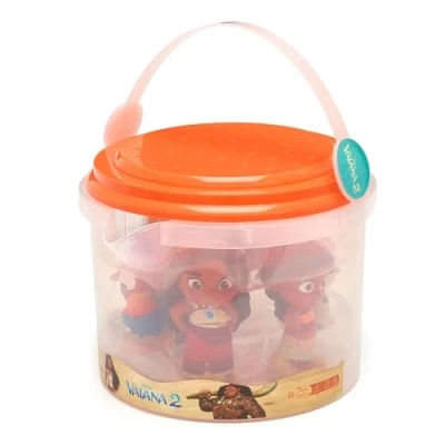 Imagen de Disney Store Official, Vaiana 2, set de juguetes baño, 5 piezas, incluye Vaiana, Simea, Pua, Hei y Maui, con cubo almacenamiento, apto para mayores 6 meses