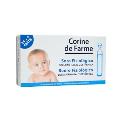 Imagen de Corine de Farme Suero Fisiológico para Bebé Unidosis Estériles 30 x 5 ml Monodosis Lavado Ojos, Nariz y Oídos Fórmula Hipoalergénica Bebé, Niño Adulto