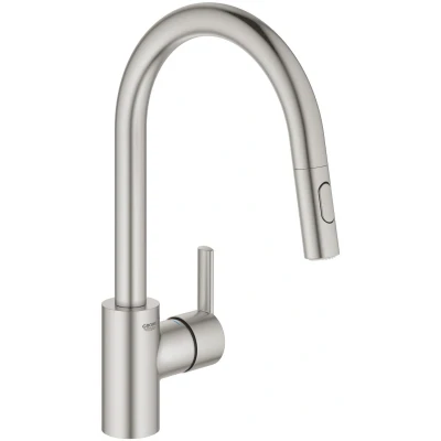 Imagen de GROHE Feel QuickFix, Grifo de cocina (caño alto extraíble, forma en C, menor consumo agua, sistema instalación rápida), gris mate, 31486DC1