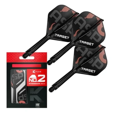 Imagen de Target Darts Nathan Aspinall K Flex Flights and Shaft System, No.2 (Intermedio, 26mm) Pack de 3 Kflex All In One Flights, Player Edition Accesorios para Dardos Potencia Dart