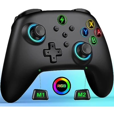 Imagen de ALEEMTRY Switch Controller Wireless for Switch, Pro with RGB Licht/Programmierbare/Aufweckenfunktion für Switch/Lite/OLED Console