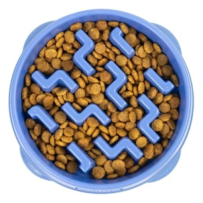 Imagen de Outward Hound Fun Feeder Slo Bowl Comedero con obstáculos para Perros Azul Mediano/Mini