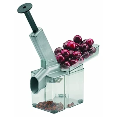 Imagen de Westmark Deshuesador de cerezas con vertedor inclinado y recipiente grande, Plástico/Acero inoxidable/Aluminio, Plata/Negro/Transparente, 40702260