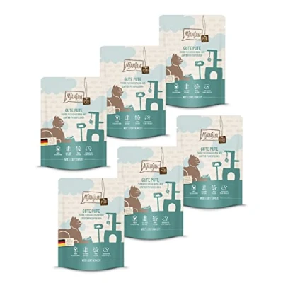 Imagen de MjAMjAM comida húmeda premium para gatos Quetschie puro disfrute de la carne buen pavo puro, paquete 6 (6 x 300 g), sin cereales con extra