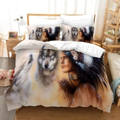 Imagen de MercrI Lobo Animales Funda Nordica Infantil Cama 105 con De Almohada 40X75Cm 155X220Cm 155 X 220 Cómoda Microfibra