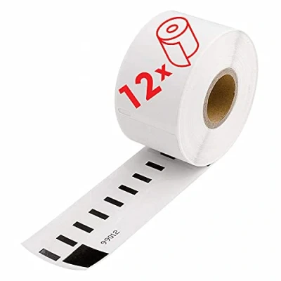 Imagen de 12 rollos Etiquetas compatibles con la impresora de Dymo LabelWriter 99012, 36mm x 89mm, 260 piezas por rollo, S0722400 multiuso SmartProduct