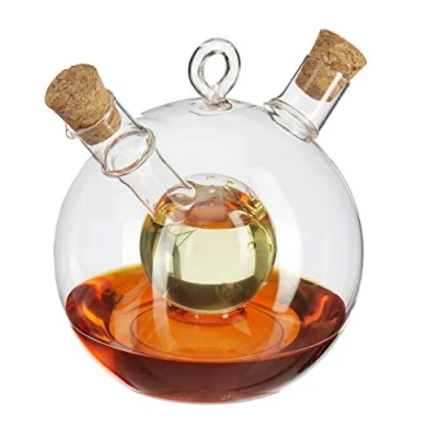 Imagen de Relaxdays Aceitera &amp; Vinagrera, 2 en 1, Tapón de Corcho, 375 ml 50 ml, Cristal, 1 Ud, Transparente, Vidrio