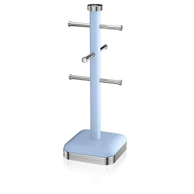 Imagen de Swan SWKA1030BLN Soporte para 6 Tazas café, Acero Inoxidable, Vintage diseño Retro Azul, Metal, 33 Cm