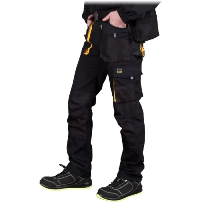 Imagen de REIS FORECO T BY60 Pantalón de Trabajo para Hombre, Protector, Anticorte, Cargo, 80% Poliéster 20% Algodón, Negro Amarillo, Talla 60